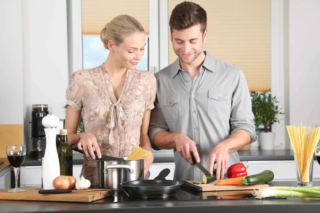 Woman cooking in kitchen